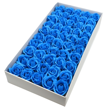 Set 50 trandafiri sapun parfumati, atingere reala, albastru AFO