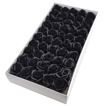 Set 50 trandafiri sapun parfumati, atingere reala, negru AFO
