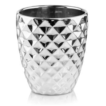 Ghiveci ceramica diamond argintiu oglinda conica 14x15cm