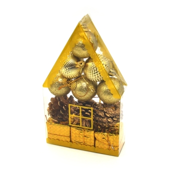 Set 12 ornament con si glob mici auriu 70-19
