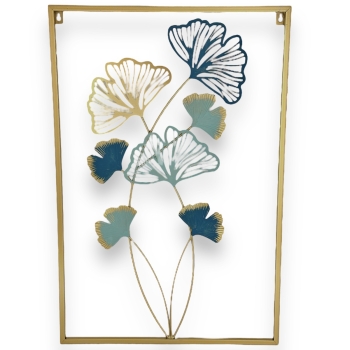 Tablou decorativ metalic 7 flori Lotus auriu
