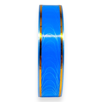 Rola 3cm model valuri albastru cu fir auriu