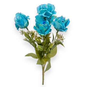Buchet Artificial 5 Trandafiri Madame Turquoise