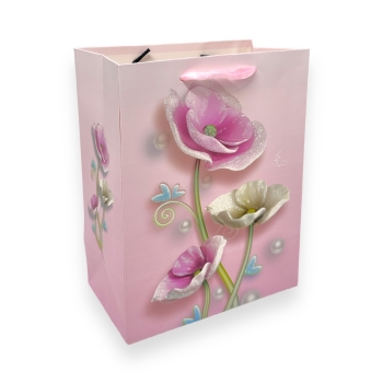 Set 12 Pungi Cadou model flori roz 30x41.5x12cm