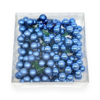 Set 144 globulete pe sarma albastru mat si lucios
