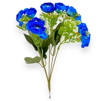 Buchet 10 trandafiri Floribunda artificial albastru