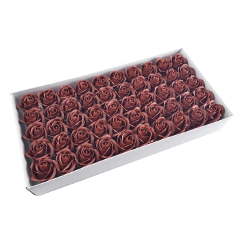 Set 50 trandafiri sapun parfumati, atingere reala, ciocolatiu AFO